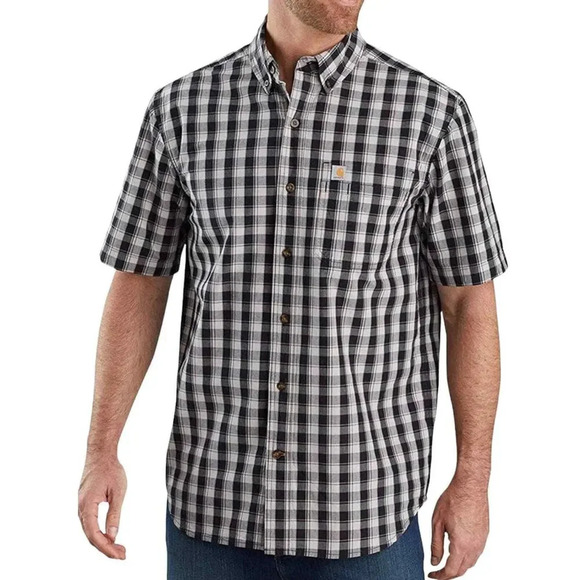 Carhartt Relaxed Fit Plaid Button Down Shirt Size Large Short Sleeve - Picture 1 of 6